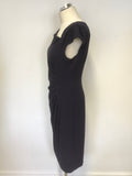 LK BENNETT DARK PURPLE CAP SLEEVE PENCIL DRESS SIZE 14