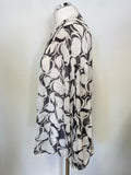 MINT VELVET BLACK & IVORY PATTERNED LONG SLEEVED TOP SIZE 18