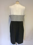 BRAND NEW PHASE EIGHT GREY & WHITE COLOUR BLOCK PENCIL DRESS SIZE 18