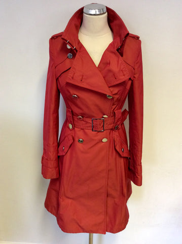 KAREN MILLEN RED TRENCH COAT/MAC SIZE 10