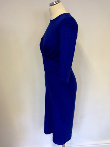 HOBBS BLUE STRETCH PENCIL DRESS SIZE 10
