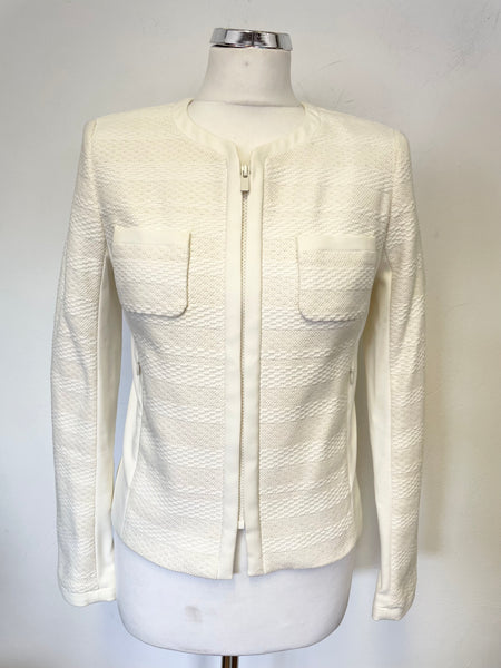 COMPTOIR DES COTONNIERS IVORY COLLARLESS ZIP UP JACKET SIZE S UK 10