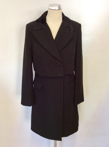 MARKS & SPENCER LIMITED COLLECTION BLACK KNEE LENGTH COAT SIZE 8