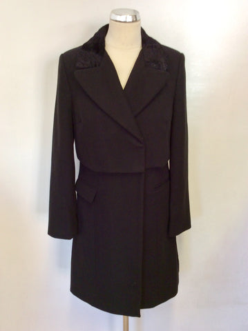 MARKS & SPENCER LIMITED COLLECTION BLACK KNEE LENGTH COAT SIZE 8
