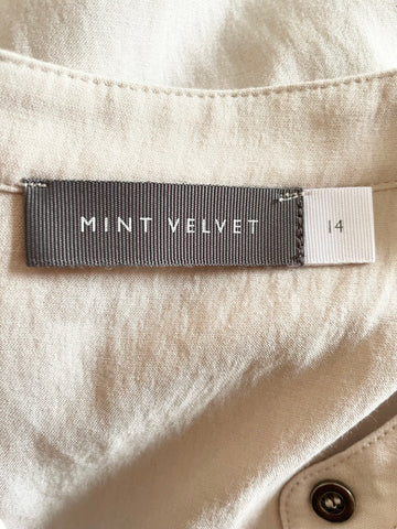 MINT VELVET PUTTY BUTTON FRONT SLEEVELESS TOP SIZE 14