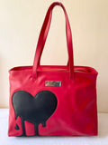 BRAND NEW LOVE MOSCHINO RED & BLACK FAUX LEATHER SHOULDER SHOPPER BAG