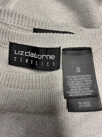 LIZ CLAIBORNE SILVER METALLIC TOP & CARDIGAN TWIN SET SIZE S