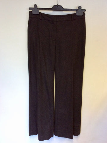 HOBBS DARK BROWN WOOL BLEND TROUSER SUIT SIZE 10/12