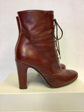 HOBBS CHESTNUT BROWN LEATHER LACE UP BOOTS SIZE 5/38