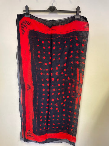 ARMANI JEANS NAVY & RED PRINT LARGE SQUARE SCARF