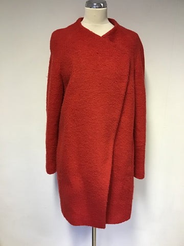 MARKS & SPENCER AUTOGRAPH RED WOOL BLEND COAT SIZE 14