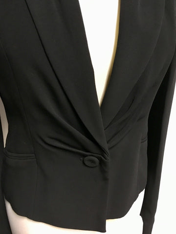 PHASE EIGHT BLACK PLEATED TRIM JACKET SIZE 10