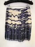 LK BENNETT NAVY & IVORY PRINT PLEATED SKIRT SIZE 10 BUT FIT SIZE 8