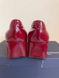 ITALIAN PAOLA CIPRIANI DARK RED PATENT LEATHER SLIP ON HEELED LOAFERS SIZE 4/37