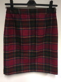 BODEN RED BRITISH TWEED BY MOON TARTAN WOOL SKIRT SIZE 10L