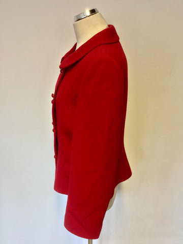 HOBBS RED WOOL BLEND DOUBLE BREASTED JACKET SIZE 14