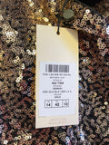 BRAND NEW ABBEY CLANCY FOR LIPSY ROSE GOLD & BLACK SEQUINNED COCKTAIL DRESS SIZE 14