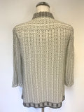 COMPTOIR DES COTONNIERS BLACK & IVORY PRINT SILK SHIRT SIZE M