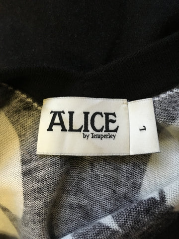 ALICE BY TEMPERLEY BLACK & WHITE PRINT FINE KNIT DRESS SIZE L