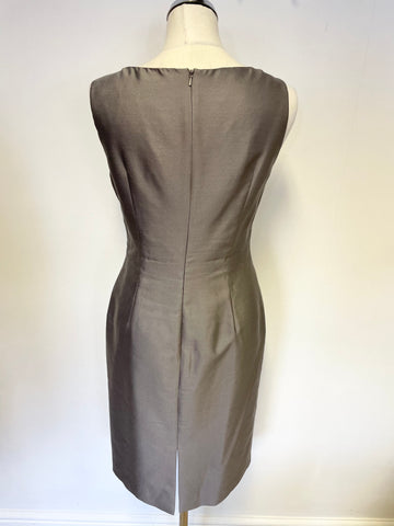 LK BENNETT GREY WOOL & SILK PENCIL DRESS & JACKET SUIT SIZE 10