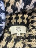 NOA NOA BLACK & BEIGE DESIGN ROLL NECK SLEEVELESS WOOL & ALPACA BLEND JUMPER SIZE S