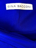 GINA BACCONI BLUE PLEATED 3/4 SLEEVE SPECIAL OCCASION DRESS SIZE 16