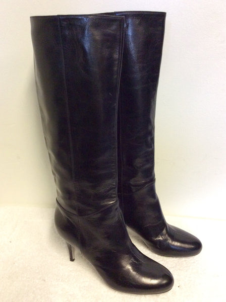 SERGIO ROSSI BLACK ALL LEATHER KNEE LENGTH BOOTS SIZE 6/39
