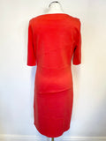LK BENNETT FREDA CORAL HALF SLEEVE STRETCH JERSEY DRESS SIZE 14RED