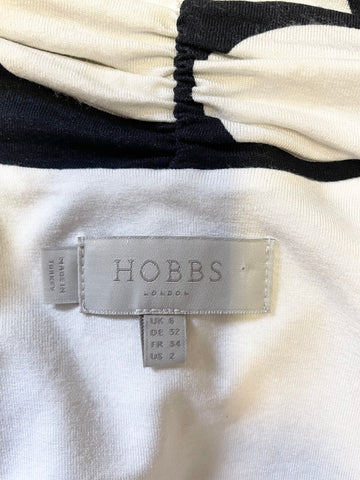 HOBBS NAVY BLUE & WHITE SPOT SHORT SLEEVE WRAP DRESS SIZE 6
