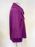 PER UNA MAGENTA WOOL BLEND 3/4 SLEEVE COLLARED JACKET SIZE 10