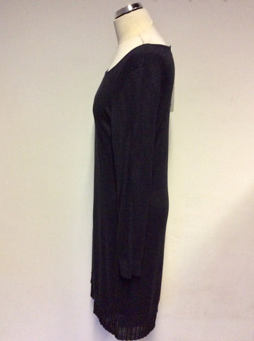 BRAND NEW GRAY & WILLOW DARK GREY & BLACK PLEATED FRILL KNIT DRESS SIZE 12