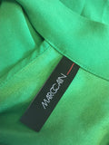 MARCCAIN GREEN TIE BACK LONG SLEEVE FRILL TRIM BLOUSE SIZE N4 UK 14