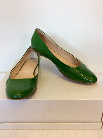 HOBBS GREEN LEATHER FLATS SIZE 5.5/38.5