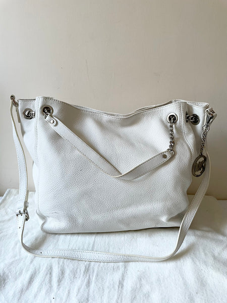 MICHAEL KORS WHITE LEATHER LARGE SHOULDER / TOTE BAG