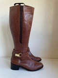 KURT GEIGER CARVELA TAN BROWN LEATHER KNEE HIGH BOOTS SIZE 6/39