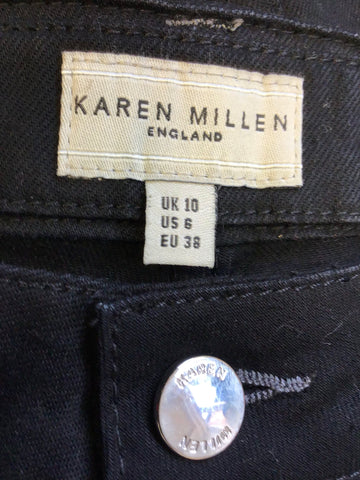 KAREN MILLEN BLACK ZIP TRIMS SKINNY LEG JEANS SIZE 10