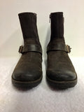 UGG MESSNER BROWN SUEDE & LEATHER BUCKLE TRIM WOOL LINED BIKER BOOTS SIZE 6/39.5