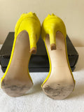 KAREN MILLEN YELLOW SUEDE REAR ZIP FASTEN STRAPPY HEEL SANDALS SIZE 5/38