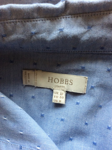 HOBBS LIGHT BLUE FLECK COTTON CROP ROLL BACK SLEEVE SHIRT SIZE 12