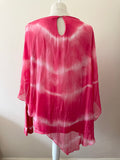 MISS SIXTY PINK TIE DYE SILK ASYMETRIC OVERLAY LONG SLEEVE TOP SIZE S