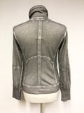 MARCCAIN GREY COTTON STITCH TRIM ZIP UP TOP SIZE 1 UK 8/10