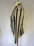 JACKS WILLS FABULOUSLY BRITISH LIGHT GREY,NAVY & RED STRIPE WOOL BLEND JACKET SIZE 10