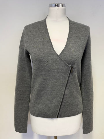 COMPTOIR DES COTONNIERS GREY WOOL ZIP FRONT CARDIGAN SIZE S