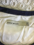 KAREN MILLEN DENIM BLUE & WHITE LACE PENCIL DRESS SIZE 10