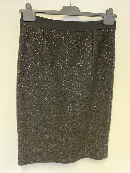 BRAND NEW BODEN BLACK WOOL BLEND SEQUINNED PENCIL SKIRT SIZE 12L