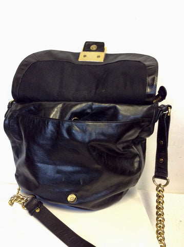 BADGLEY MISCHKA BLACK & GOLD TRIM LARGE SHOULDER BAG