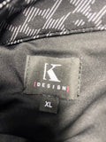 K DESIGN GREY & BLACK PRINT LONG SLEEVE MIDI DRESS SIZE XL