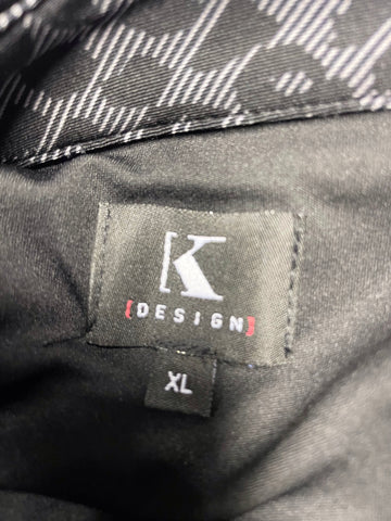 K DESIGN GREY & BLACK PRINT LONG SLEEVE MIDI DRESS SIZE XL