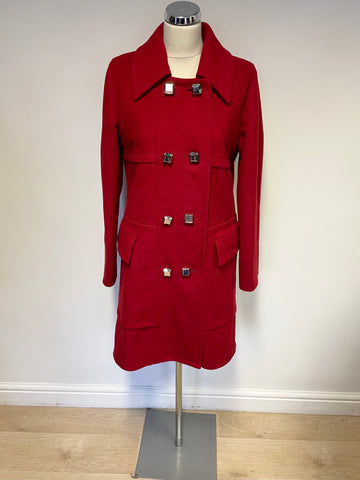 MARC BY MARC JACOBS RED WOOL BLEND DOUBLE BREASTED COAT SIZE L