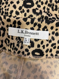LK BENNETT CAMEL & BLACK LEOPARD PRINT LONG SLEEVED 100% SILK DRESS SIZE 8